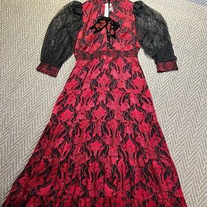 Nwt statement dress! Alice & Olivia, size 12, red & black